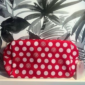NWOT Lancôme Paris Pink & White Polka Dot, With Rose Detail Cosmetic/Travel Bag!